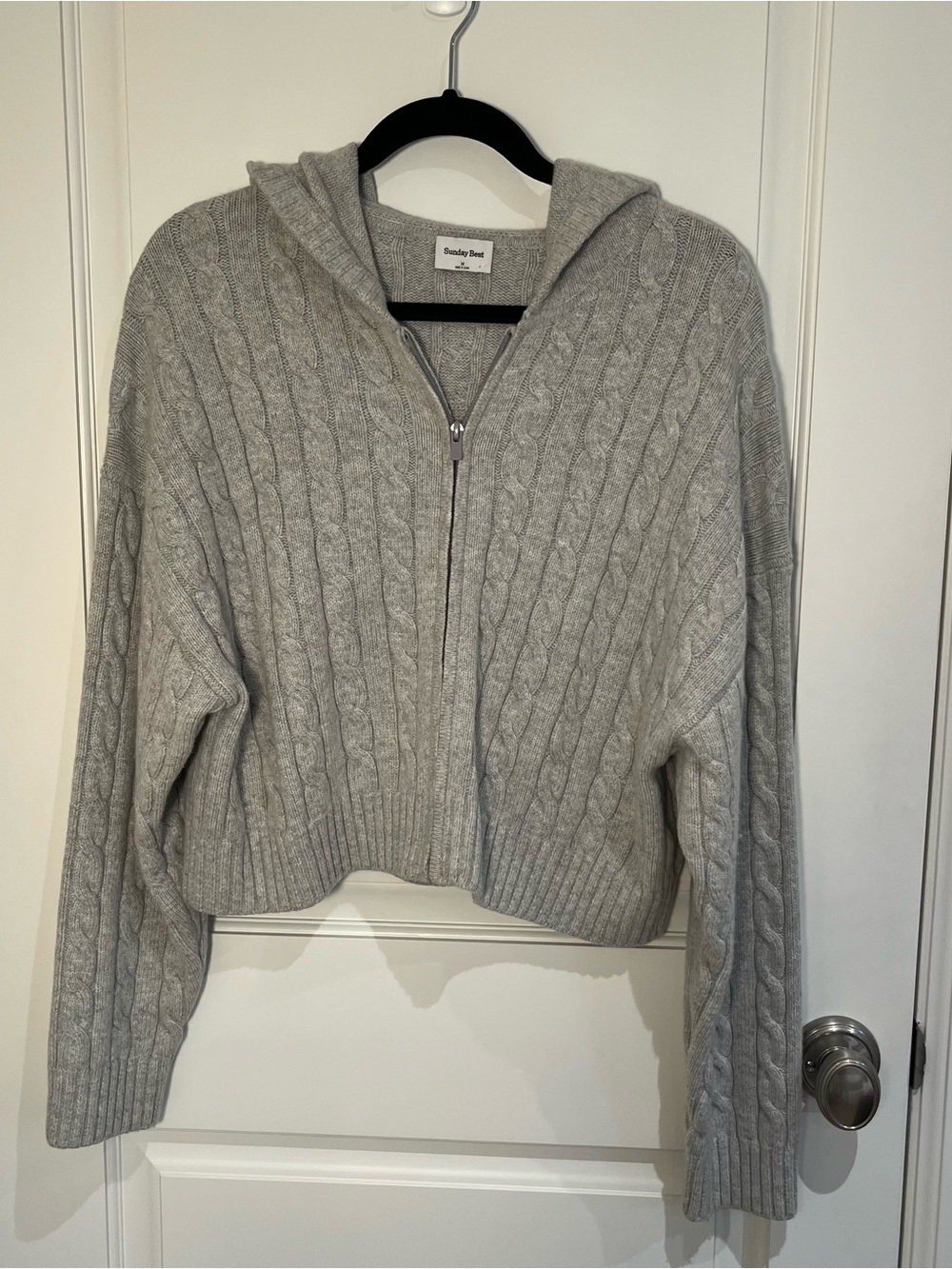 Sunday Best Octavia Cable-Knit Zip Hoodie Sweater